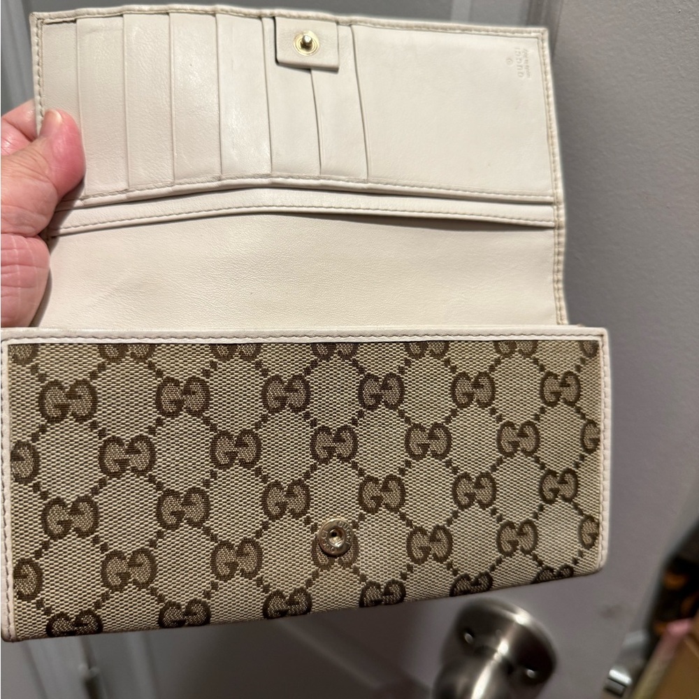 Gucci Beige and Brown Monogram Wallet